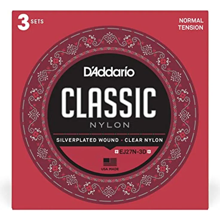 D'Addario EJ27N-3D Klassikgitarre Saiten, Nylon, normale Spannung, ideal für Schüler, hergestellt in den USA