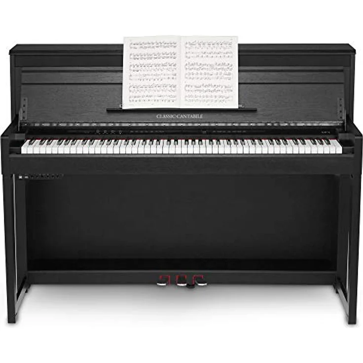 Classic Cantabile UP-1 Upright E-Piano, 88 gewichtete Tasten mit Graded Hammer Tastatur, 256 Polyphonie, OLED Display, USB MP3 Recorder, Schwarz matt – Bild 2