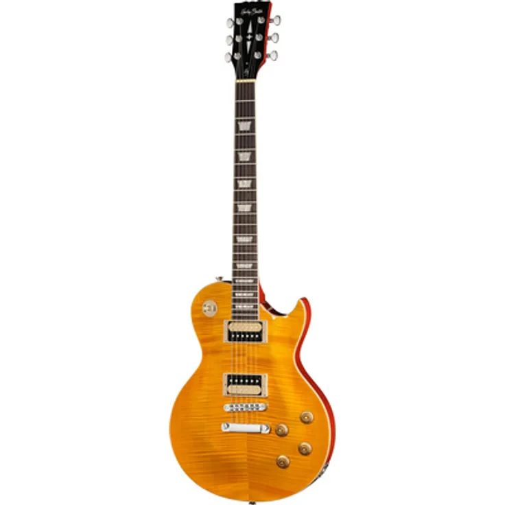 Harley Benton SC-550 Plus Fluence PAF, E-Gitarre im SC-Stil mit Fishman Fluence Tonabnehmern, Paradise Amber Flame Gloss