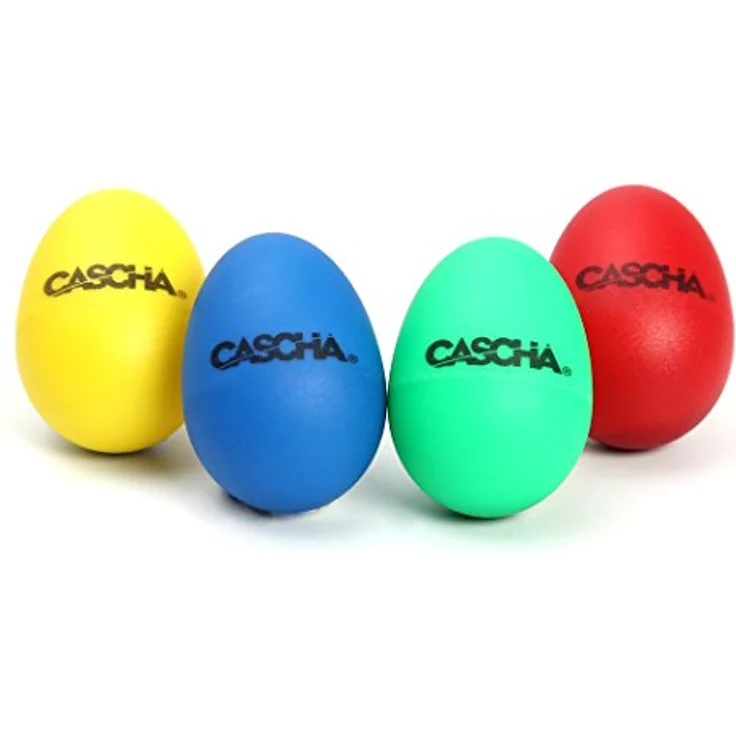 CASCHA Egg Shakers Rasseleier Set, 4 Stück in Rot, Blau, Gelb & Grün, Kunststoff Percussion Instrument mit qualitativ hochwertigem Klang – Bild 3