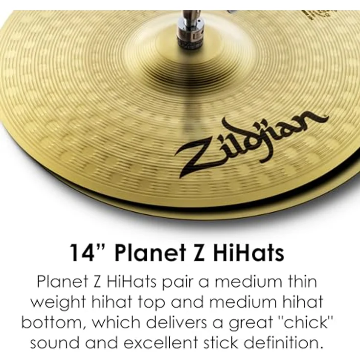 Zildjian 14" Planet Z Hi-Hat, Messing, Medium Top Becken, Heavy Bottom Becken, Regular Finish, Made in U.S.A. – Bild 2