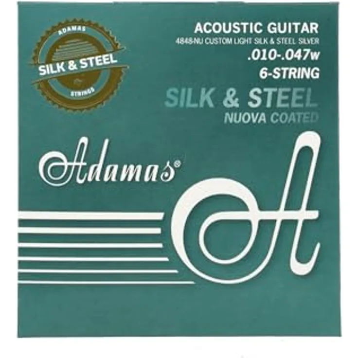 Adamas Silk & Steel Cust Light 10-47, Gitarrensaiten für Westerngitarre, maßgeschneiderte Spannung, warmen Klang und hohe Strahlkraft