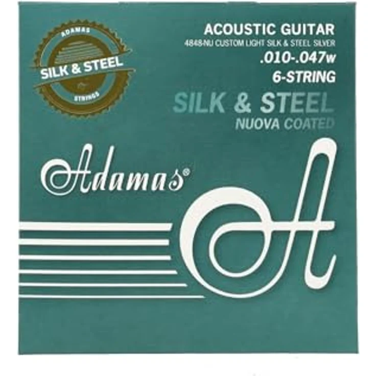 Adamas Silk & Steel Cust Light 10-47, Gitarrensaiten für Westerngitarre, maßgeschneiderte Spannung, warmen Klang und hohe Strahlkraft – Bild 1