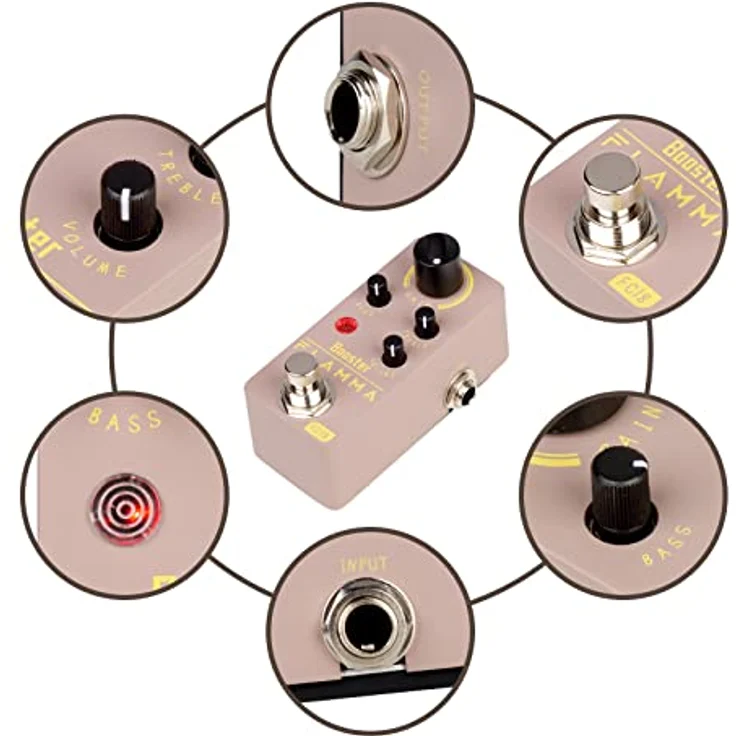 Flamma FC18 Clean Boost, Kompaktes analoges Clean Boost Pedal mit bis zu 20dB+, robustes Metallgehäuse, True Bypass Circuit – Bild 6