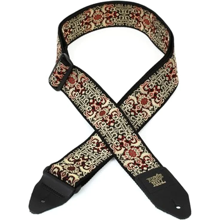 Ernie Ball Jacquard-Gitarrengurt, Persian Gold, verstellbare Länge 104-182 cm, maschinengenähte Lederenden, strapazierfähiger Polypro-Webstoff – Bild 1