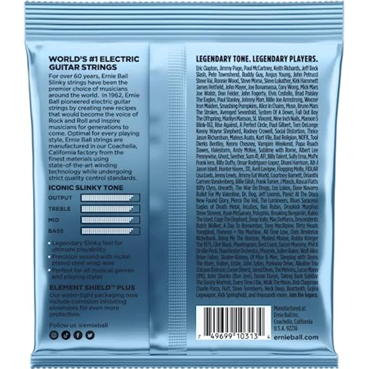 Ernie Ball Primo Slinky Nickel Wound E-Gitarrensaiten, Stärke 9.5-44, ausgewogener Ton, Element Shield-Verpackung – Bild 2