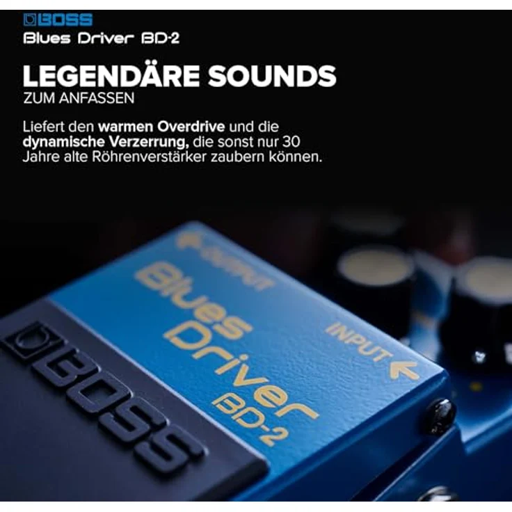 Boss BD-2 Overdrive, E-Gitarren Effektpedal mit Vintage Röhrenamp-Sound, Level, Tone & Gain Regler, blau – Bild 3