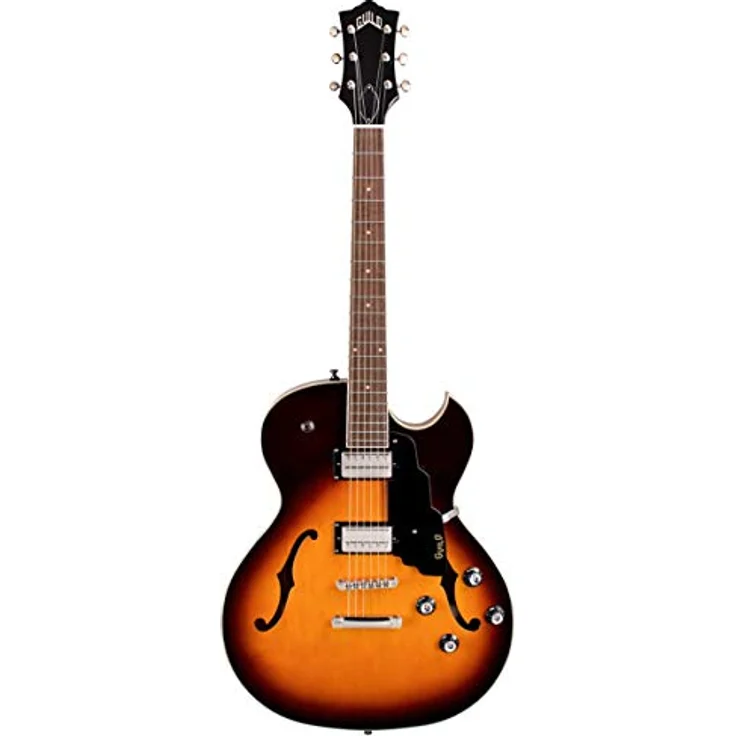 Guild Starfire I SC Antique Burst, Thinline Hollow Body Archtop E-Gitarre mit 2x Humbucker und Coil Splitting, gewölbter Ahornkorpus, Mahagoni-Griffbrett, Antique Burst Finish – Bild 2