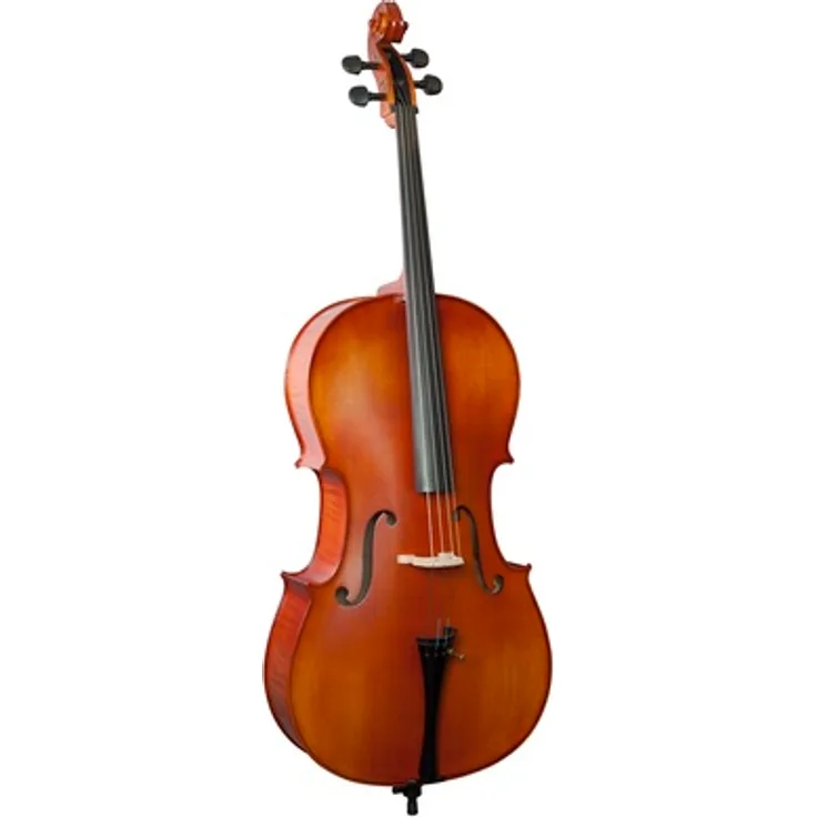 Hidersine Uno Cello Set 1/2 mit laminierter Fichtendecke, Ebenholzgriffbrett und Aluminium Saitenhalter inkl. Bogen und Tasche
