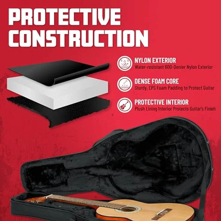 Gator Foam Case Classic, Gitarrenkoffer mit Innenmaßen von 102 cm und leichtem Gewicht von 2,8 kg – Bild 3