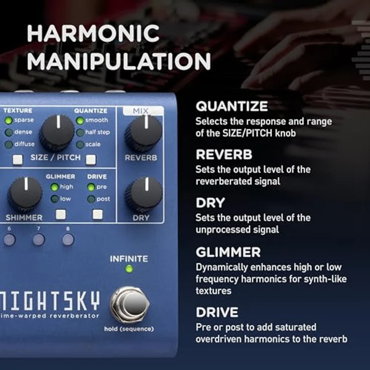 Strymon Nightsky Reverb, Gitarren-Effektpedal mit 3 Reverb-Typen, 16 Presets, Mod- und Tone-Sektionen – Bild 4
