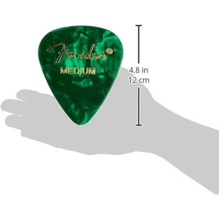 Fender Green Moto Pick Medium, 12er Set Plektren in klassischer 351 Form, Grün-Marmoriert – Bild 3