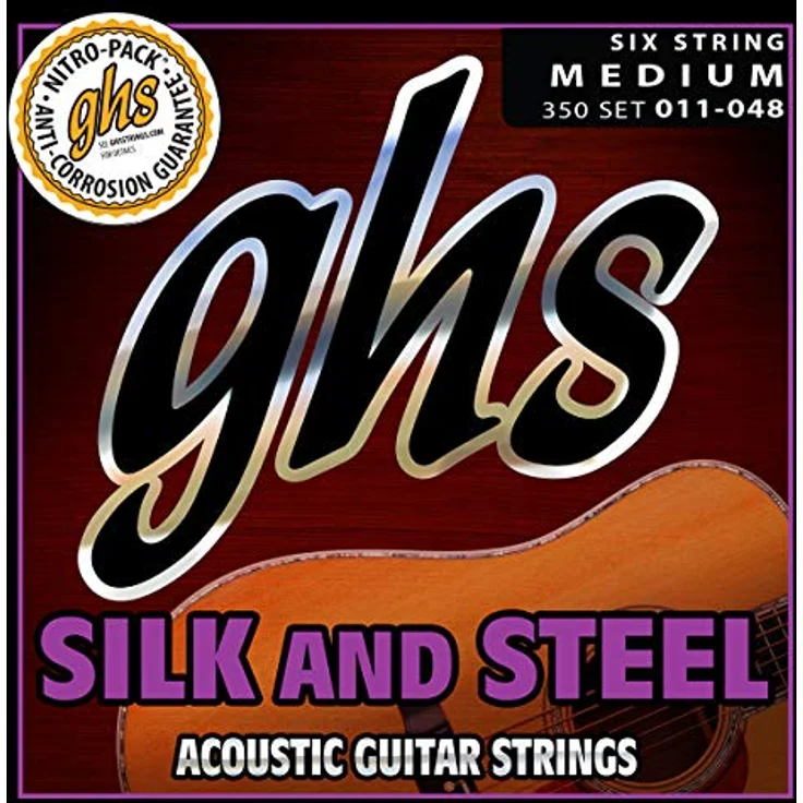 GHS Silk and Steel 350, Akustikgitarrensaiten-Set aus silberplattiertem Kupfer, Medium (.011-.048) – Bild 1