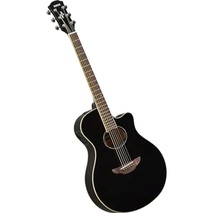 Yamaha APX600 Elektroakustische Gitarre, Thinline-Korpus, 25 Zoll Stimmgabel, System 65 mit 3-Band-EQ, integriertes Stimmgerät, ovale Rosette, Schwarz – Bild 1