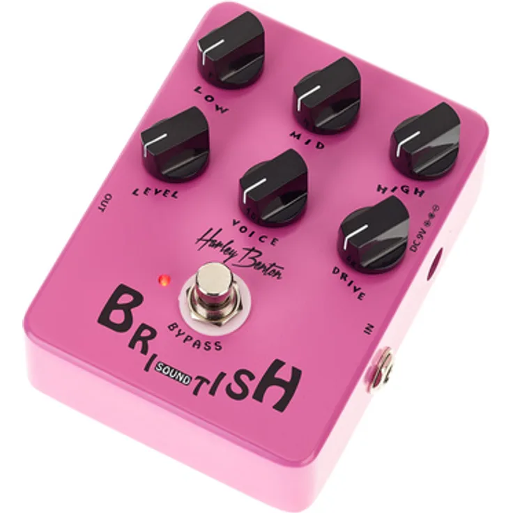 Harley Benton British TrueTone Overdrive-Pedal für E-Gitarre, klassischer UK Marshall Style mit True Bypass, 3-Band-EQ