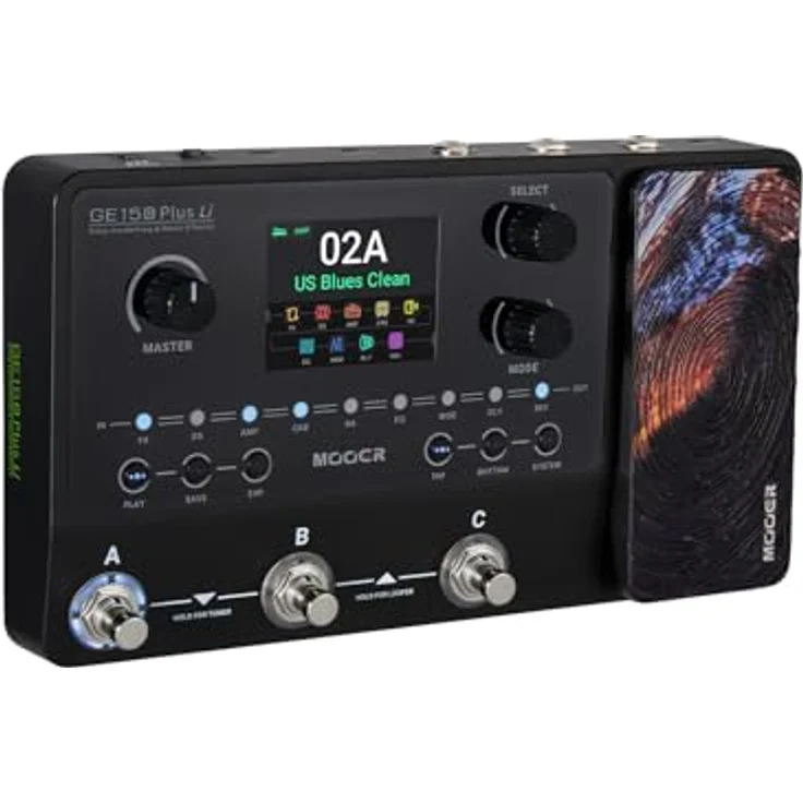 Mooer GE150 Plus Li Amp Modeling, Gitarren-Multieffekte mit 55 Verstärkermodellen, 170 Effekten, 7,4 V Akku und 2.8" Touch Screen – Bild 2