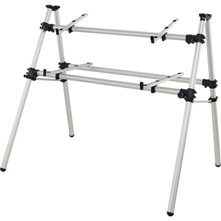 Jaspers 2D-120S, Keyboardständer aus silberfarben eloxiertem Aluminium für 2 Keyboards, höhenverstellbar, klappbar, max. Belastung 40 kg