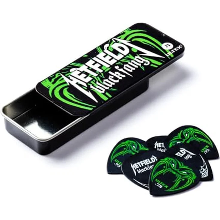 Jim Dunlop Plektrum Ultex Hetfield's Black Fang, Gitarrenplektrum 0,73mm in schwarzer Metallbox, 6er Pack – Bild 3