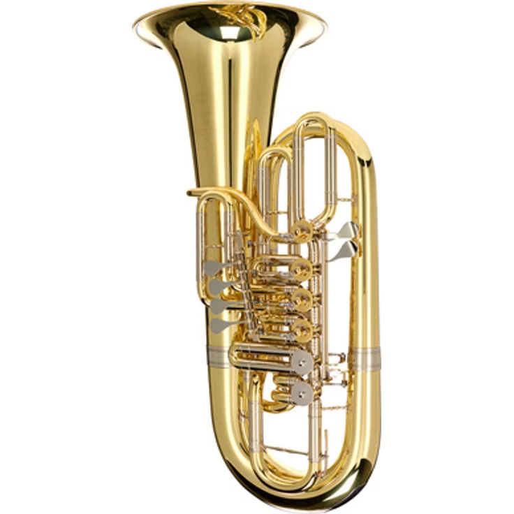Melton 4260-L F-Tuba, Orchestertuba in leichter Bauweise, Messing, Klarlack, 6/4 Größe, 6 Drehventile, inkl. Gigbag und ICON 18 Mundstück