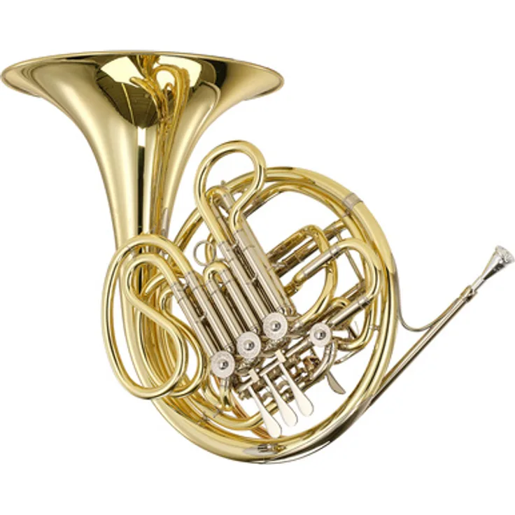 Hans Hoyer 6801-L Double Horn, Heritage F/Bb mit Goldmessing Mundrohr, 310 mm Schallstück, Neusilber Ventilbüchsen und verstellbarem Daumenhaken, klar lackiert, inkl. Mundstück und Koffer