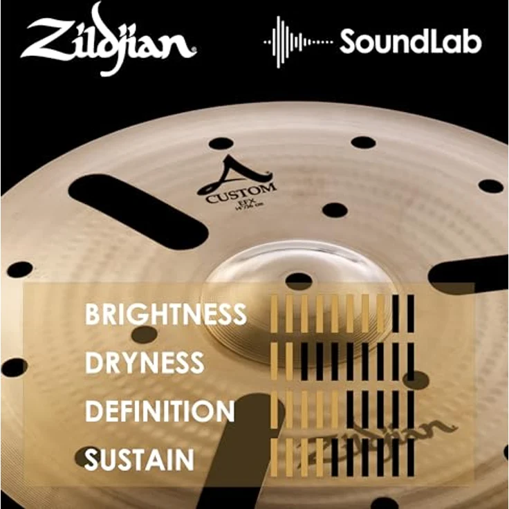 Zildjian A Custom Series - 14 Zoll EFX Crash Cymbal, einzigartiger trockener Sound mit lasergenerierten Ausschnitten, brillantes Finish – Bild 5