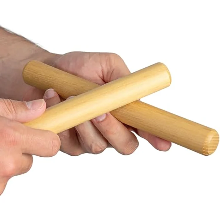 Sela 2-tone Claves 25 Acacia, Perkussionsinstrument aus matt lackiertem Akazienholz, Länge 215 mm und 200 mm, unterschiedliche Klangfarben – Bild 3