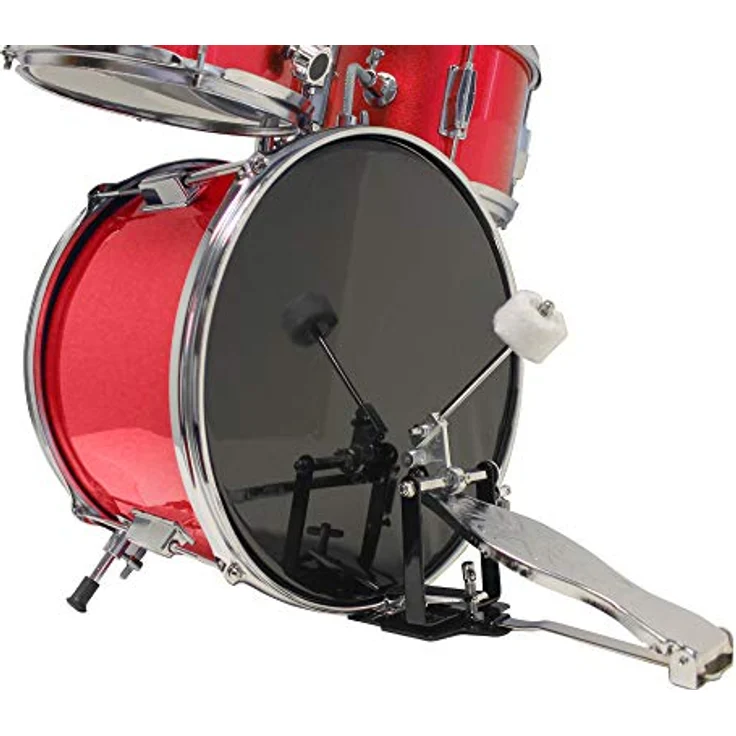 Music Alley DBJK02-BK, 3-teiliges Kinder-Drumkit aus Holz und Metall, Schwarz mit 14-Zoll-Bassdrum und gepolstertem Trommelthron – Bild 5