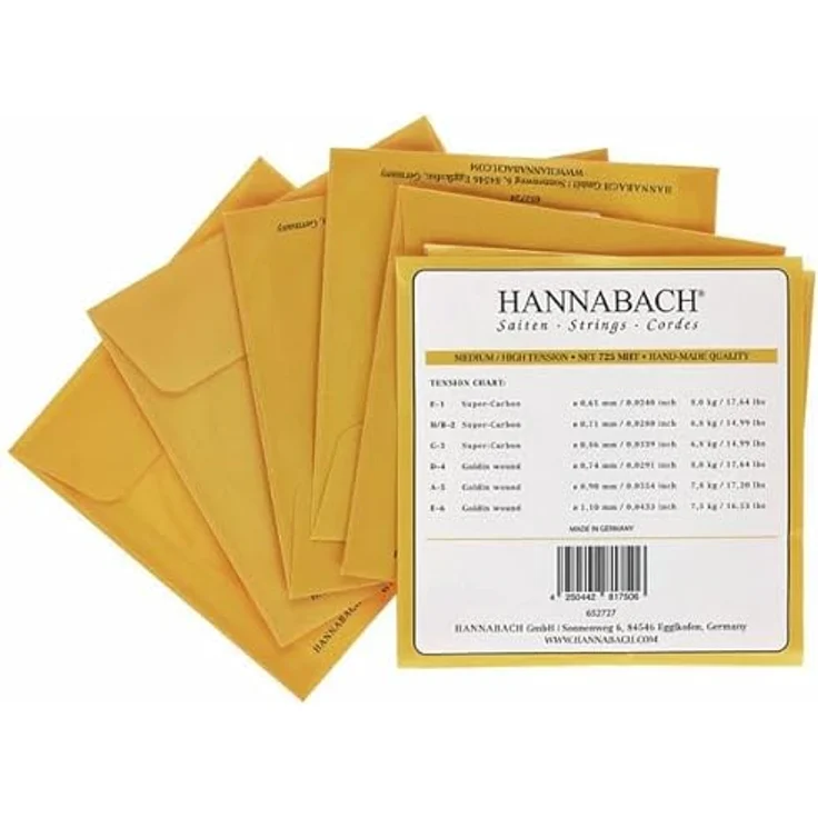 Hannabach Klassikgitarrensaiten Serie 725 Medium/High Tension Goldin, D4 - 7254MHT, Nylon-Multifilament mit goldfarbener Legierung, Made in Germany, ausgezeichnete Spielbarkeit – Bild 3