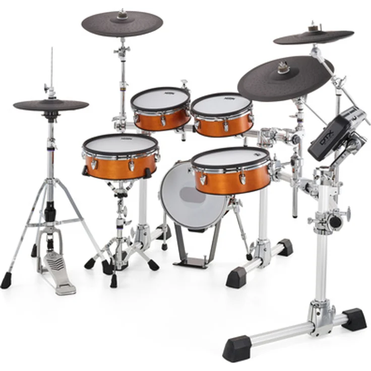 Yamaha DTX10K-M Real Wood, E-Drum Set mit DTX-PROX Modul, 700 Sounds, 40 Preset Kits, 200 User Kits, 12" Snare und 2x 10" Tom Pads, echte Holz-Oberfläche