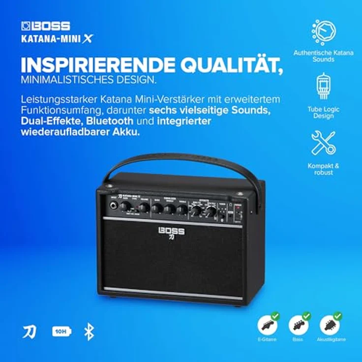 Boss Katana Mini X, Modelling Combo E-Gitarrenverstärker mit Bluetooth und 10 Stunden Spielzeit – Bild 2