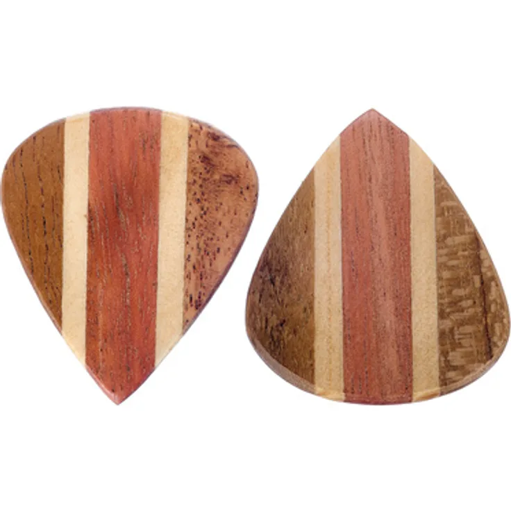Harley Benton Knotwood Pick, Set mit 2 Jazz-Plektoren aus Teak, Kiefer und Litis