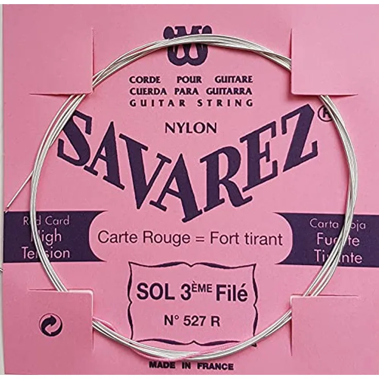 Savarez 655833 Saitensatz für klassische Gitarre, Traditional Concert Serie, umspannte G-Saite, Standard Tension, rot, aus Frankreich