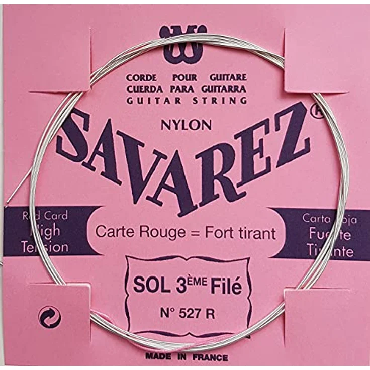 Savarez 655833 Saitensatz für klassische Gitarre, Traditional Concert Serie, umspannte G-Saite, Standard Tension, rot, aus Frankreich
