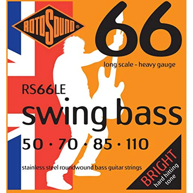 Rotosound RS66LE Swing Bass E-Bass Saiten, 4-Saiter Satz aus Edelstahl, Long Scale, heavy .050" .070" .085" .110"