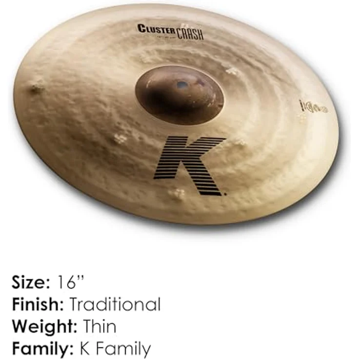 ZILDJIAN K0931 K Becken 16" K Cluster Crash, extra dünn mit traditioneller K-Stil Hammertechnik, B20 Bronze – Bild 2