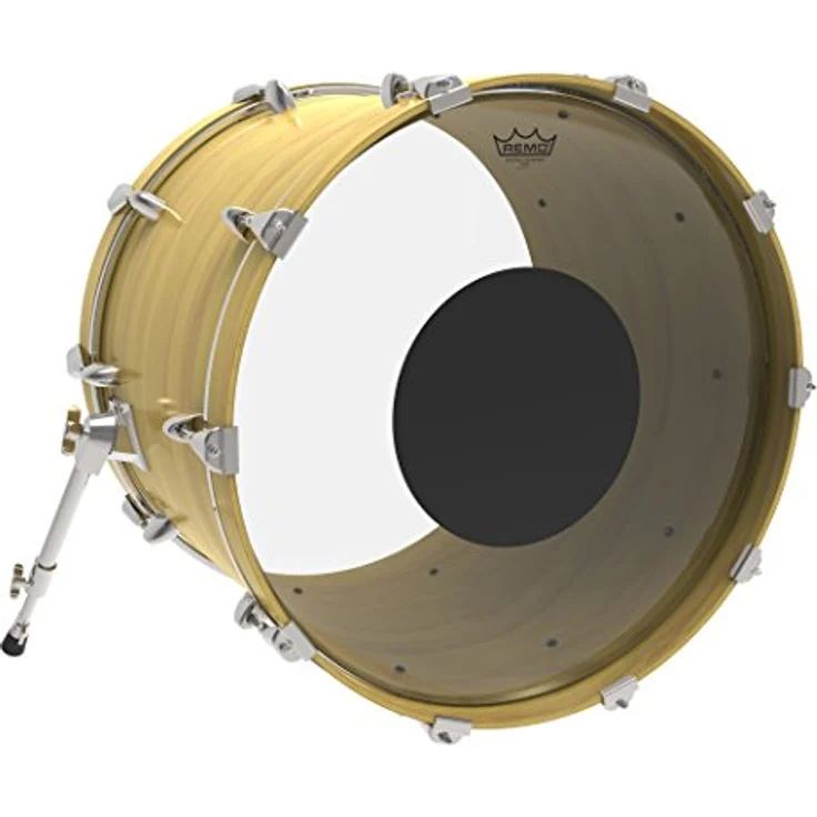 Remo CS Ambassador Transparent Schlagzeugfell für Bassdrum 26 Zoll, mittlerer Ton und Haltbarkeit mit schwarzem Punkt – Bild 2