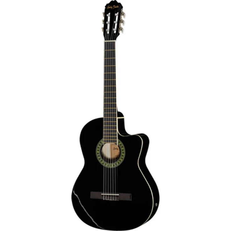 Harley Benton CG-200CE-BK, Konzertgitarre 4/4 Schwarz mit Cutaway, Linde Korpus, Pickup System mit 4-Band EQ