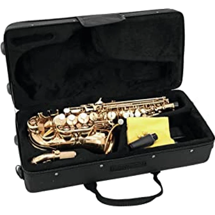 DIMAVERY SP-20 Bb Sopransaxophon, gebogenes Modell aus hochvergütetem Messing mit Hoch-Fis-Klappe, gold – Bild 2