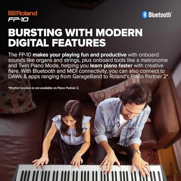 Roland FP-10 Tragbares Digital Piano Keyboard mit 88 Tasten, SuperNATURAL Klangerzeugung, Bluetooth und keepdrum Kopfhörer, schwarz – Bild 5