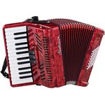Startone Piano Accordion 48 Red MKII, Piano-Akkordeon mit 48 Bässen, 26 Diskanttasten, 2 Chören im Diskant und Gig Bag, rot