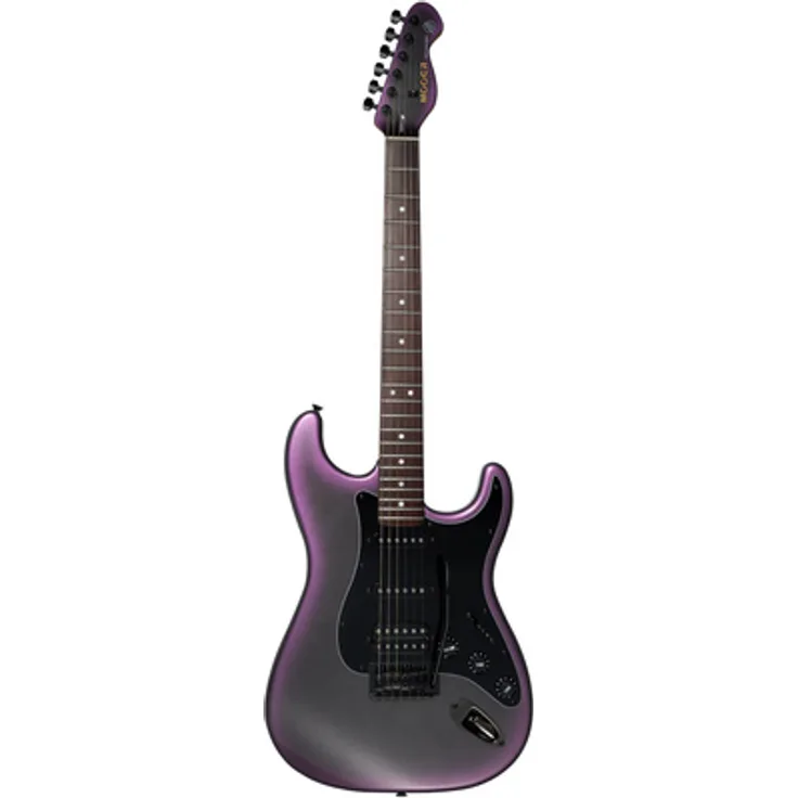 Mooer MSC18 Dark Aurora High Gloss, 6-Saiter E-Gitarre mit Pappel-Korpus und Ahorn-Hals, schwarzem Schlagbrett, 5-Wege Wahlschalter