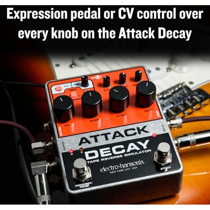 Electro Harmonix Attack Decay Tape Reverse Sim, Delay-Pedal für E-Gitarre mit Poly Mode, Harmonix Fuzz und 3 speicherbaren Presets – Bild 9