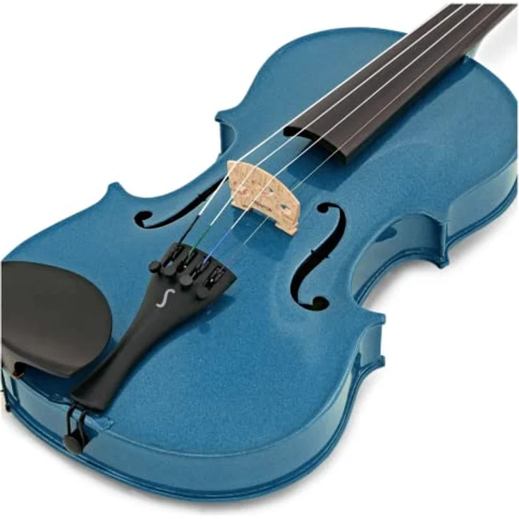 Stentor SR1401 Harlequin Violine 4/4 AB, massive Fichtendecke, Ahornzargen, schwarz gebeiztes Hartholzgriffbrett, Farbe: Atlantic Blue, inkl. Koffer und Bogen – Bild 2