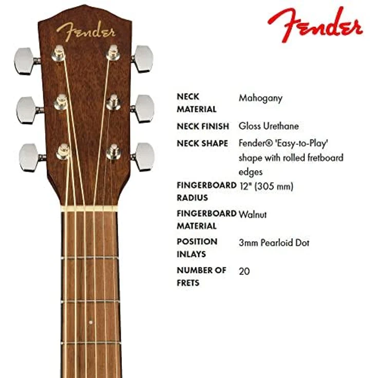 Fender CP-60S Parlor Akustikgitarre, massive Fichtendecke, Walnuss-Griffbrett, Sunburst, inklusive Fender Play Kurse – Bild 5