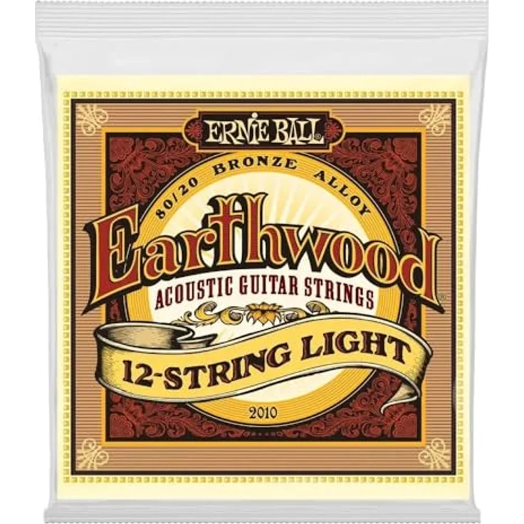 Ernie Ball Earthwood Light 12-Saiter Akustik-Gitarrensaiten, 80/20-Bronze, Stärke 9–46, heller Klang mit hervorragender Projektion – Bild 1