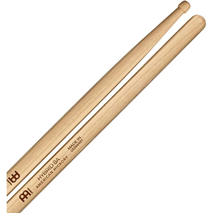Meinl 8A Hybrid Hickory Drumsticks, American Hickory Holz, medium Gewicht, 413 mm Länge, 14,1 mm Durchmesser, made in Germany