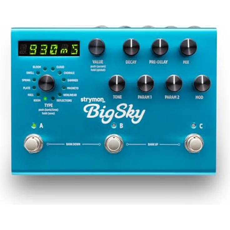 Strymon Big Sky, E-Gitarreneffekt mit 12 Reverb-Typen, 300 Presets, MIDI steuerbar, inklusive 9V Netzteil