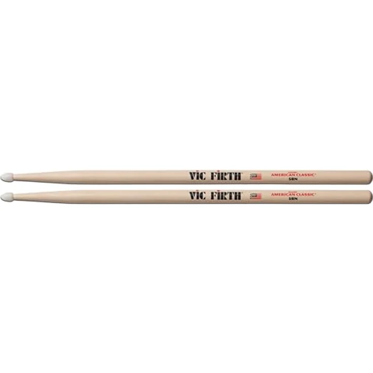 Vic Firth 5BN American Classic Hickory, Drumsticks mit Nylonkopf, ideal für Rock, 406mm Länge, 15,1mm Durchmesser – Bild 3