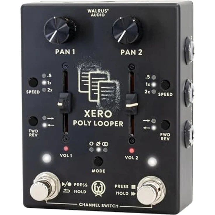 Walrus Audio Xero Polylooper Black, Zweikanaliger Stereo-Looper mit unabhängiger Lautstärke- und Panning-Steuerung, kreativen Loop-Modi und Reverse-Funktion – Bild 2