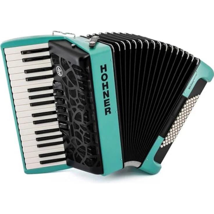 Hohner Bravo III 72 myColor Wind, Piano-Akkordeon mit 72 Bässen, 34 Tasten, 3 Chören, Turquoise – Bild 1